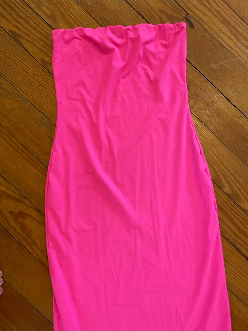 SKIMS Neon Hot Pink Strapless Tube Maxi Dress Bodycon M - Picture 9 of 12